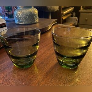 1972 set of 4 Libby Green Wave Ripple Optic Glass juice Tumblers